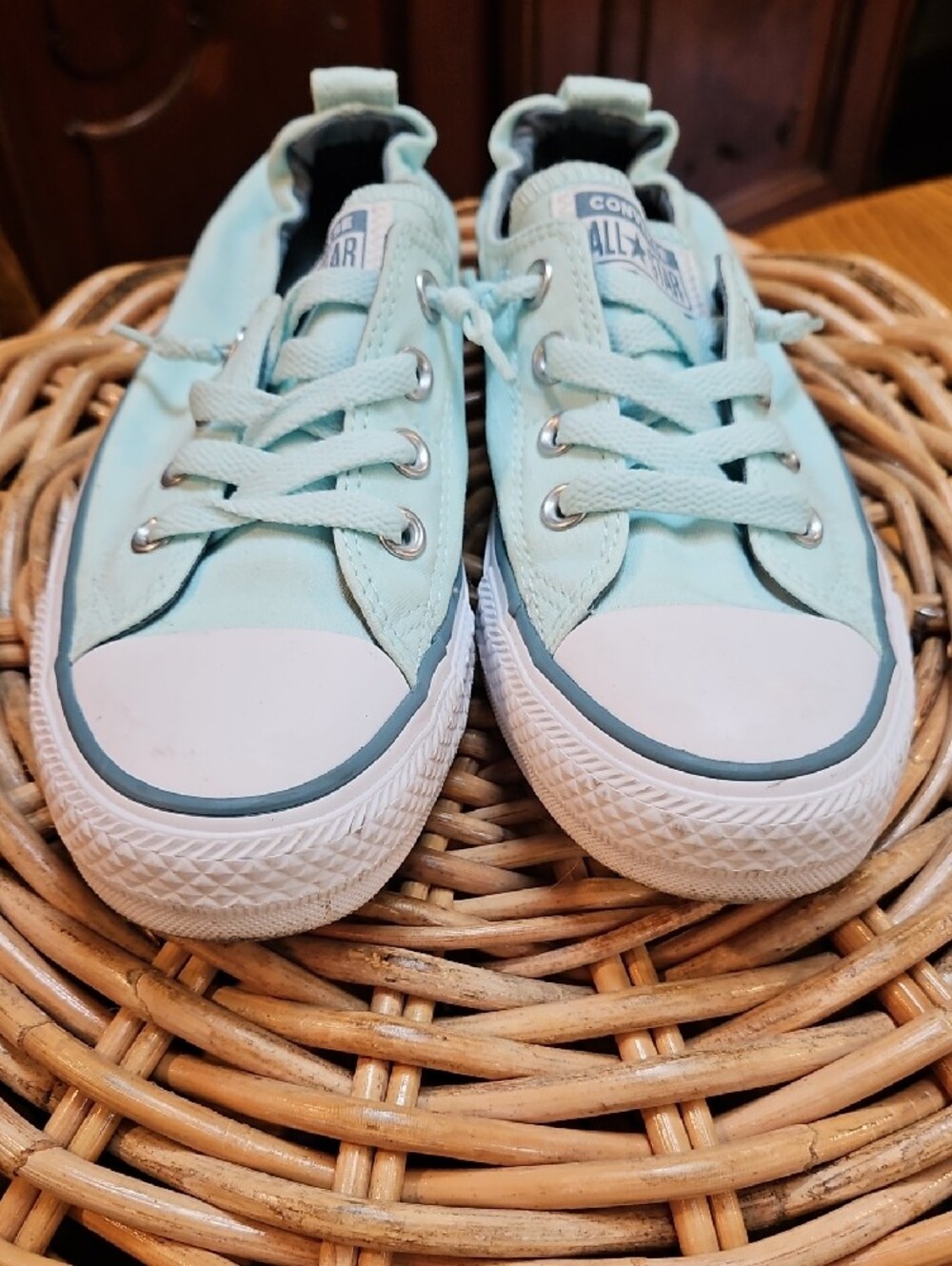 Converse Shoreline Classic Low Top Elastic Back Sneakers Light Mint Color Sz 8 - Picture 7 of 16